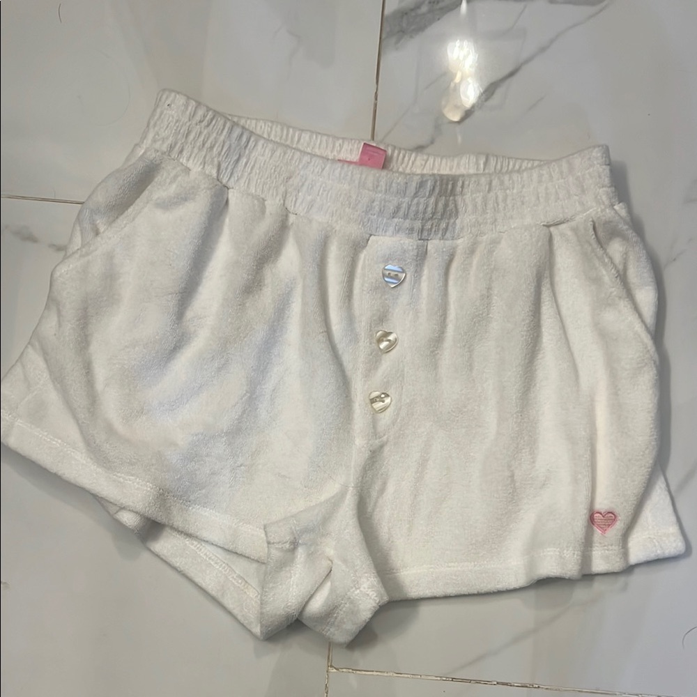 Stoney clover white Button-Up Terry Cloth Shorts